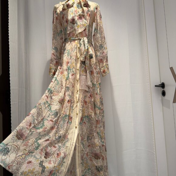 Zimmermann floral-print tie-neck maxi dress- Size 0/US4 - Picture 7 of 11